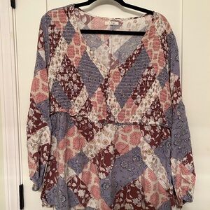 Patchwork Long Sleeve Women's Top